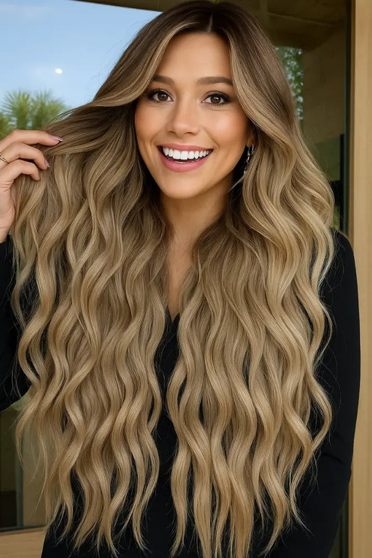 Extension de Cheveux Ondulés Brown Blonde