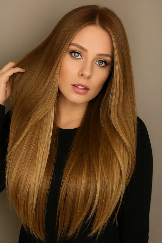 Extensions aux Fil sur Cheveux Court Chestnut
